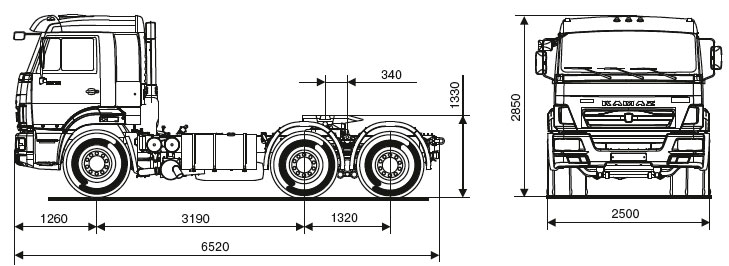Габариты тягача Камаз 65116 - фото
